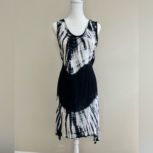 Grunge Dark Fairycore Tie Dye Lightweight Asymmetric Hem Dress Free Size